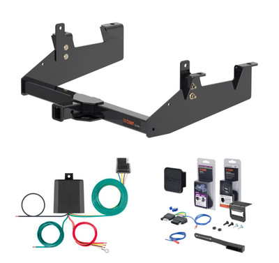 2020 - 2026 GMC Sierra 3500 HD 8' bed, excluding factory receiver, Tommy Gate lift or cab & chassis Curt 2" Class 4 Trailer Tow Hitch + 5-Flat Wiring Kit Tow Boat/Utility Trailer with Surge Brakes 14005