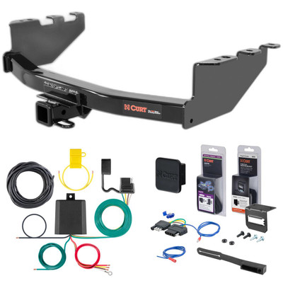 14 - 18 GMC Sierra 1500 Excluding roll pan bumper, Tommy Gate lift or 10" drop bumper Curt 2" Class 4 Trailer Tow Hitch + 5-Flat Wiring Kit Tow Boat/Utility Trailer with Surge Brakes 14006