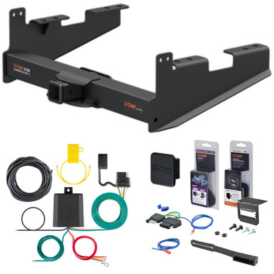17 - 24 Ford F-450 Super Duty Excluding cab & chassis Curt 2-1/2" Class 5 Trailer Tow Hitch + 5-Flat Wiring Kit Tow Boat/Utility Trailer with Surge Brakes 15802