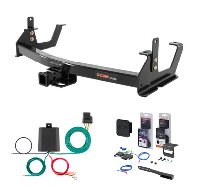 2015 - 2019 Chevrolet Silverado 3500 HD 6' bed, excluding factory receiver, Tommy Gate lift or cab & chassis Curt 2" Class 4 Trailer Tow Hitch + 5-Flat Wiring Kit Tow Boat/Utility Trailer with Surge Brakes 14009
