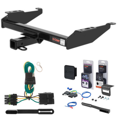 88 - 99 Chevrolet K1500 Excluding dual exhaust or 10" step bumper Curt 2" Class 4 Trailer Tow Hitch + 5-Flat Wiring Kit Tow Boat/Utility Trailer with Surge Brakes 14081