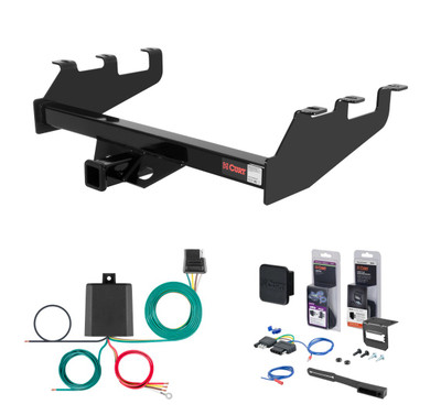 1999 - 2012 Chevrolet Silverado 1500 With Tommy Gate lift or 10" drop bumper Curt 2" Class 3 Trailer Tow Hitch + 5-Flat Wiring Kit Tow Boat/Utility Trailer with Surge Brakes 13339