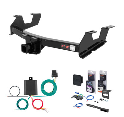 2011 - 2019 Chevrolet Silverado 3500 HD 6' bed, excluding factory receiver, Tommy Gate lift or cab & chassis Curt 2" Class 4 Trailer Tow Hitch + 5-Flat Wiring Kit Tow Boat/Utility Trailer with Surge Brakes 14062