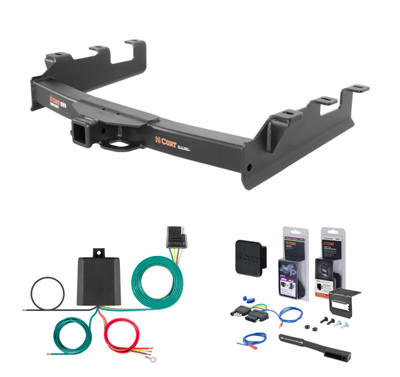 2001 - 2010 Chevrolet Silverado 2500 HD 6' bed, factory replacement hitch Curt 2" Class 5 Trailer Tow Hitch + 5-Flat Wiring Kit Tow Boat/Utility Trailer with Surge Brakes 15302
