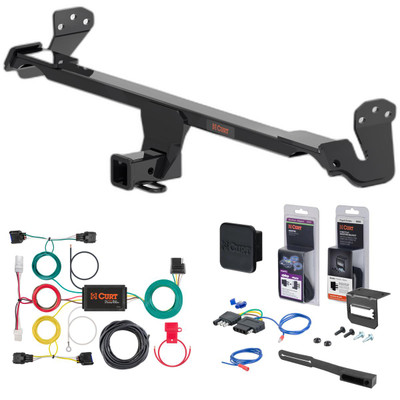 19 - 21 Hyundai Kona Electric Curt 2" Class 3 Trailer Tow Hitch + 5-Flat Wiring Kit Tow Boat/Utility Trailer with Surge Brakes 13610