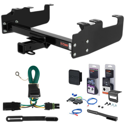 85 - 86 Chevrolet C30 With 10" step bumper Curt 2" Class 3 Trailer Tow Hitch + 5-Flat Wiring Kit Tow Boat/Utility Trailer with Surge Brakes 13099