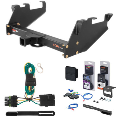 88 - 00 Chevrolet C2500 With 10" step bumper Curt 2" Class 5 Trailer Tow Hitch + 5-Flat Wiring Kit Tow Boat/Utility Trailer with Surge Brakes 15317