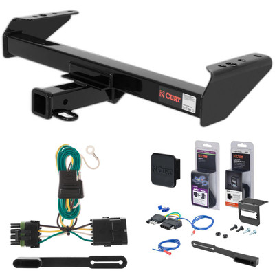 88 - 91 Chevrolet C3500 4-door crew cab Curt 2" Class 3 Trailer Tow Hitch + 5-Flat Wiring Kit Tow Boat/Utility Trailer with Surge Brakes 13028