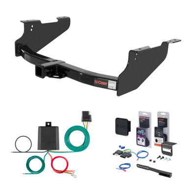 2011 - 2024 RAM 3500 6' bed, excluding factory receiver Curt 2" Class 4 Trailer Tow Hitch + 5-Flat Wiring Kit Tow Boat/Utility Trailer with Surge Brakes 14361