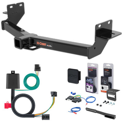 13 - 18 Hyundai Santa Fe Curt 2" Class 3 Trailer Tow Hitch + 5-Flat Wiring Kit Tow Boat/Utility Trailer with Surge Brakes 13153