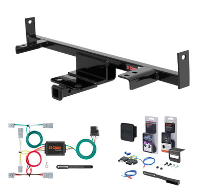 2004 - 2009 Mazda 3 Hatchback, excluding Mazda Speed Curt 1-1/4" Class 1 Trailer Tow Hitch + 5-Flat Wiring Kit Tow Boat/Utility Trailer with Surge Brakes 11386