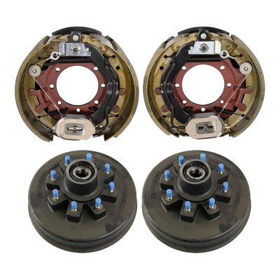 Lippert 12.25" x 5" 12,000 lb Trailer Brake Kit  2 Brake Drum Hubs (8 on 6.5", 5/8" Stud) with 1 Left & 1 Right Electric Brake Assembly LIPKITBCE36