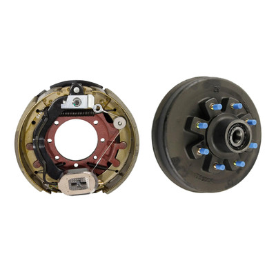 Lippert 16,000 lbs. Threaded Brake Hub 8 on 275 mm with Oil + 12-1/4" x 5" Forward Self-Adjusting Passenger Brake, 7-Bolt LIPKITECB23