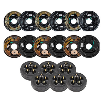 Lippert 3.5K RV Brake Kit  6 Trailer Brake Hubs (10", 5 on 4.5", 1/2" Studs) with 3 Left & 3 Right Electric Brakes (10" x 2.25") LIPKIT25C05
