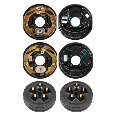 Lippert 10" 3,500 lb RV Brake Kit – 2 Trailer Brake Hubs (5 on 4.5", 1/2" Stud) with 1 Left & 1 Right Forward Self-Adjusting Brake (10" x 2.25")