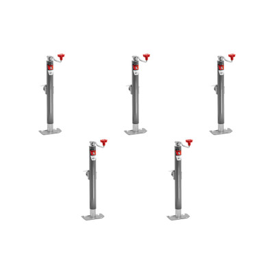 BULLDOG (5-Pack) Round Trailer Jack, Side Mount, 2,000 lbs. Lift Capacity, Topwind, Weld-On, Inc. Footplate and Male Mating Mount, 15 Inch Travel