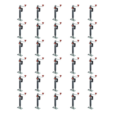 BULLDOG (30-Pack) Round Trailer Jack, Side Mount, 2,000 lbs. Lift Capacity, Topwind, Weld-On, L-Bend Swivel Bracket, 10 Inch Travel