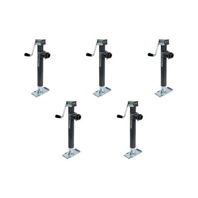 BULLDOG (5-Pack) Round Trailer Jack, Side Mount, 5,000 lbs. Lift Capacity, Sidewind, Weld-On, Includes Footplate, 15 Inch Travel