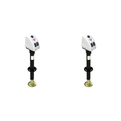 BULLDOG (2-Pack) Powered Trailer Jack, A-Frame, 3,500 lbs. Lift Capacity, Bolt-On, 14 Inch Travel, White Cover