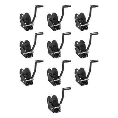 Fulton (10-Pack) Trailer Winch, Single-Speed, 1,500 lbs. Capacity, No Strap, 8 Inch Handle, Black