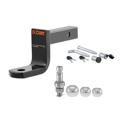 CURT 2,000 lbs Class 1 Trailer Hitch Ball Mount, 1-1/4-Inch Receiver, 3-1/4-Inch Drop, 2-5/8-Inch Rise with Switch Ball Trailer Ball Set (1-7/8", 2", 2-5/16") & Channel Mount Lock Set (5/8" Diameter)