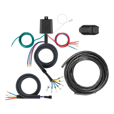 CURT 59004 Universal 7-Way Custom Towing Harness with HD Converter Module, Backup, and Brake Control Harness