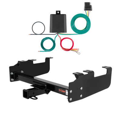 1980 - 1986 Ford F-250 Old body with 10" drop bumper, excluding 1973 - 1979 crew cab Excluding flareside bed Curt 2", Class 3 Trailer Tow Hitch + 4-flat Wiring Kit 13099