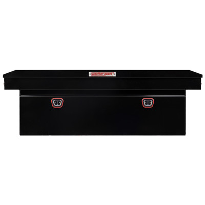 WEATHER GUARD 15 Cu Ft Steel Saddle Tool Box 128-5-04, Full Deep, Gloss Black, Tamper Resistant Push Button Lock