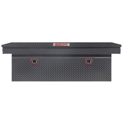 WEATHER GUARD 123-6-04 Aluminum Saddle Tool Box, 15 Cu Ft, Gunmetal Gray, Full Deep, Tamper Resistant Push Button Lock