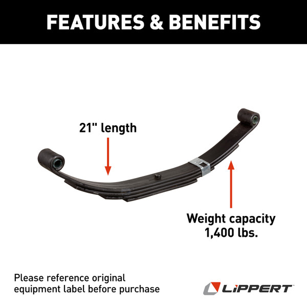 Lippert Replacement Trailer Leaf Spring - 21", 1,400-lb. Weight Capacity 125269