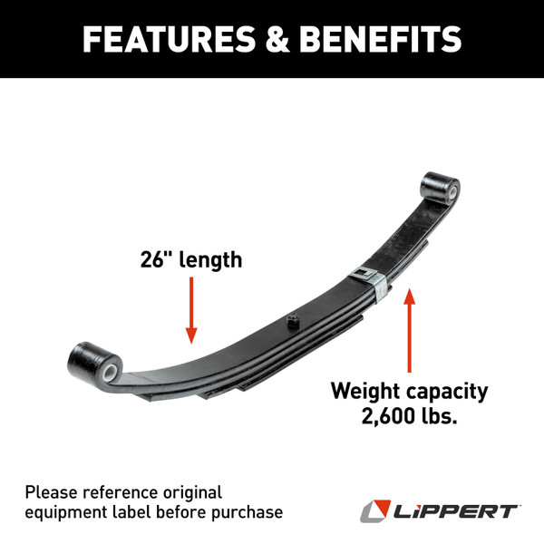 Lippert Replacement Trailer Leaf Spring - 26", 2,600-lb. Weight Capacity 702095