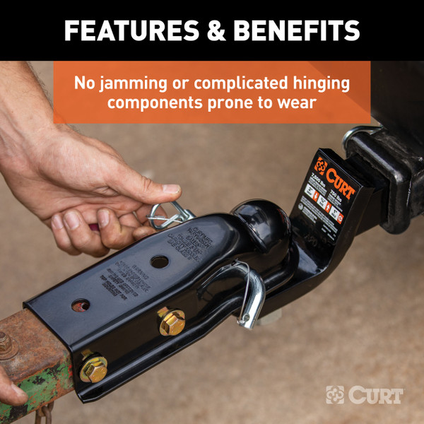 CURT 3,500 lbs QuickPin No-Latch Trailer Coupler for 2-Inch Hitch Ball (2-1/2-In Channel) Trailer Hitch Coupler