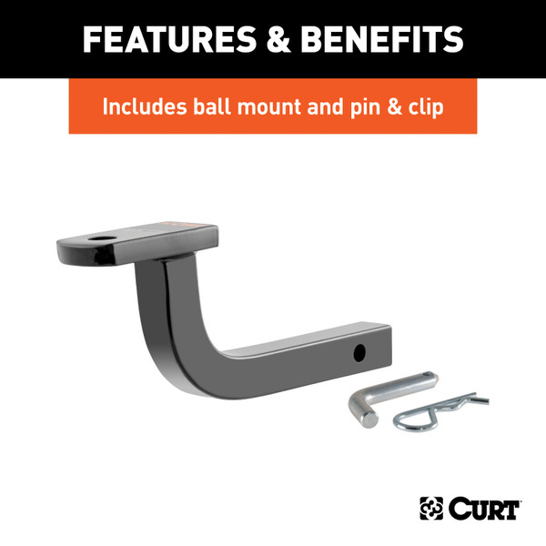 CURT 113993 Class 1 Trailer Hitch with Ball Mount, 1-1/4-In Receiver, Fits Select Audi A3, A3 Quattro