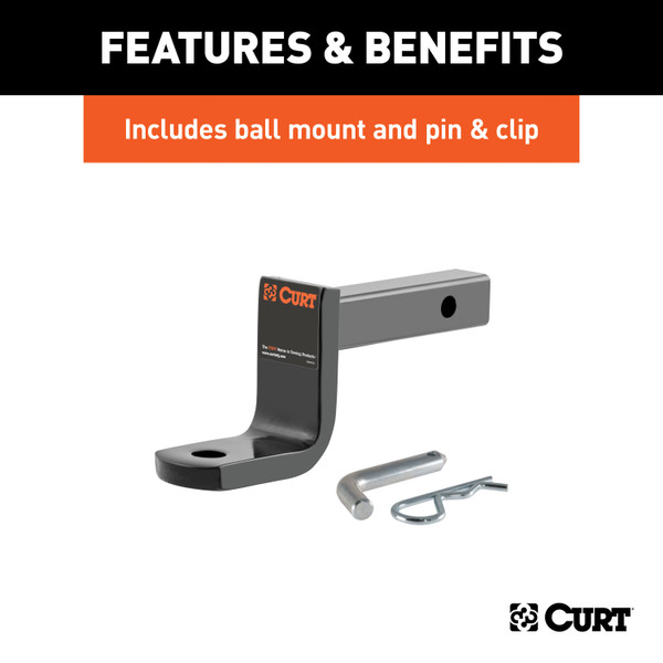 CURT 114793 Class 1 Trailer Hitch with Ball Mount, 1-1/4-In Receiver, Fits Select Mitsubishi Lancer