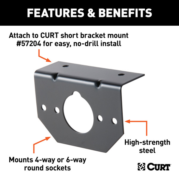 CURT 57207 Vehicle-Side Trailer Wiring Harness Mounting Brackets for 4-Way or 6-Way Round, 12-Pack