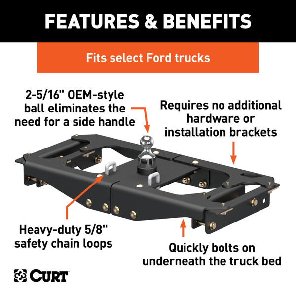 CURT 60702 Factory   Original Equipment Style Gooseneck Hitch, 38,000 lbs. 2-5/16-Inch Ball, Fits   Select Ford F-250, F-350, F-450 Super Duty
