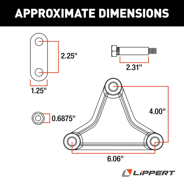 Lippert AP Kit for 2-7K-lb. Double-Eye Tandem Axles - Tall Equalizer, Standard Bolts 121098L