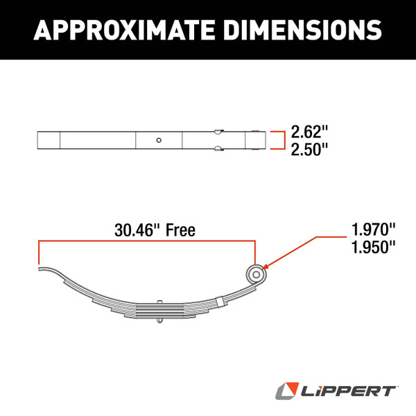 Lippert Replacement Slipper Leaf Spring for Trailer - 5,000 lbs. 30" Loaded Length 176326