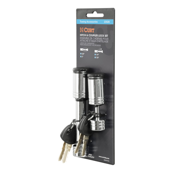 CURT 23526 Trailer Lock Set for 2-Inch Receiver, 7/8-Inch Coupler Latch Span