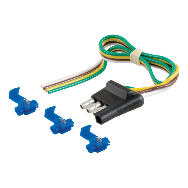 CURT 58033 Trailer-Side 4-Pin Flat Wiring Harness with 12-Inch Wires - CURT