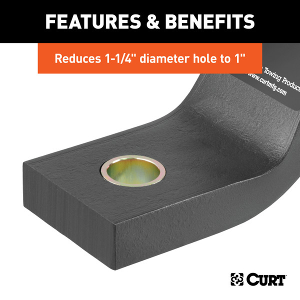 CURT 21200 Trailer Hitch Ball Hole Reducer Bushing, Reduces 1-1/4-Inch Diameter to 1-Inch Stem