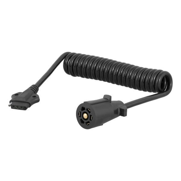CURT 57282 8-Foot 7-Way RV Blade Vehicle-Side to 5-Way Flat Trailer Wiring Adapter Extension Harness - CURT