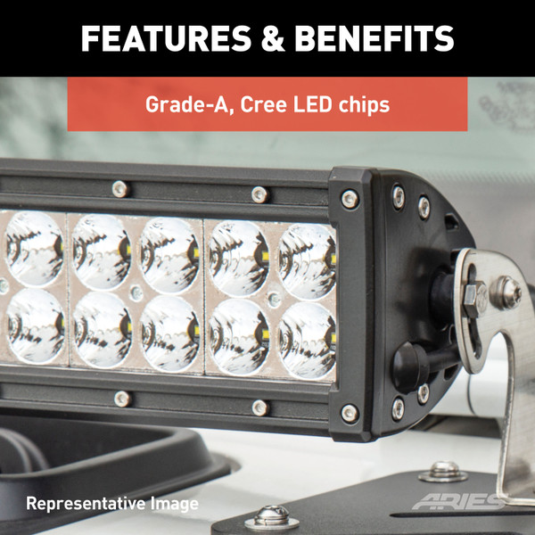ARIES 1501301 50-Inch LED Light Bar for Jeep Wrangler JK, Roof Mount Brackets, 24,000-Lumen Combo Beam