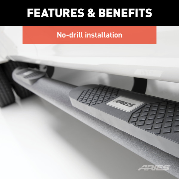 ARIES AL233006 Big Step 4-Inch Round Black Aluminum Nerf Bars, Select Ford Excursion, F-250, F-350 Super Duty