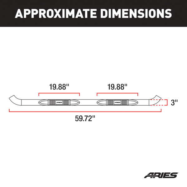 ARIES 203033-2 3-Inch Round Polished Stainless Steel Nerf Bars, No-Drill, Fits Select Mazda B-Series, Ford Ranger
