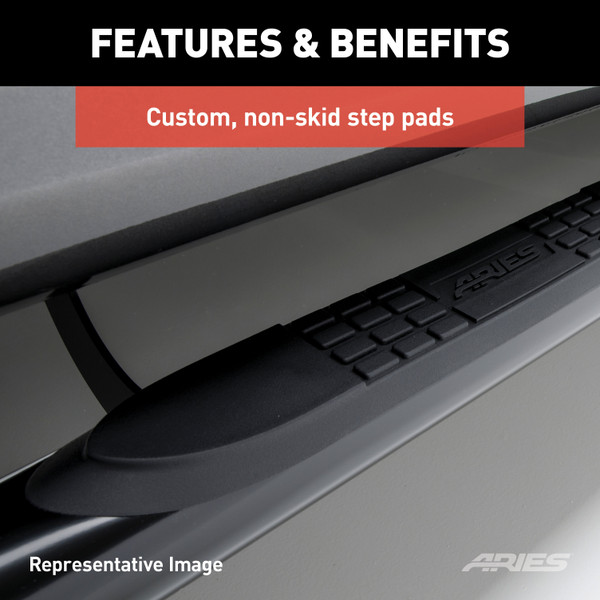 ARIES 204001-2 3-Inch Round Polished Stainless Steel Nerf Bars, No-Drill, Fits Select Chevrolet, GMC C, K