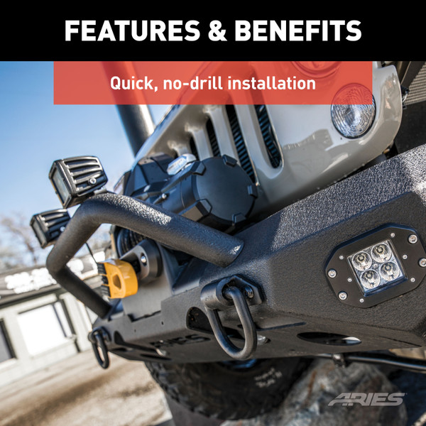 ARIES 2081252 TrailChaser Black Aluminum Front Jeep Bumper Round Center Brush Guard Only