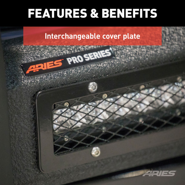 ARIES 2170035 Pro Series Black Steel Grille Guard with Light Bar, Select Chevrolet Silverado 1500