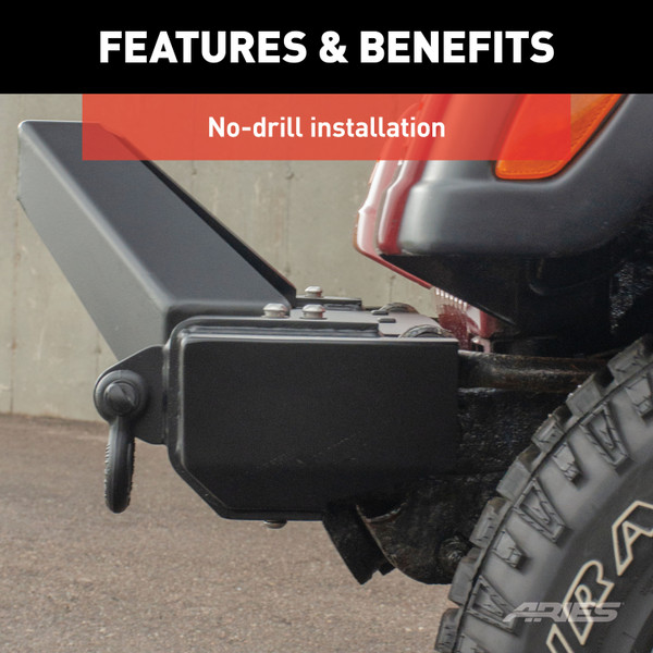 ARIES 2186001 TrailCrusher Black Steel Jeep Wrangler TJ Front Bumper with Brush Guard, 9,500 lbs Winch and Shackle Ratings