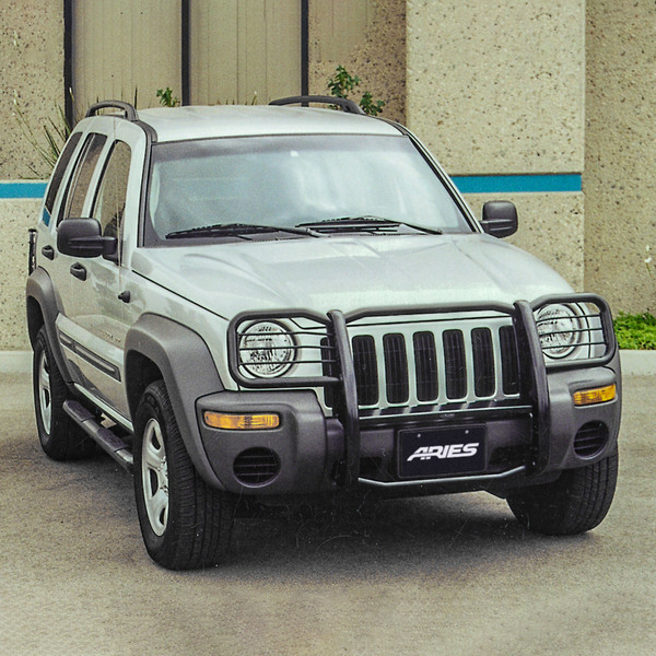 ARIES 201002 3-Inch Round Black Steel Nerf Bars, No-Drill, Fits Select Jeep Liberty